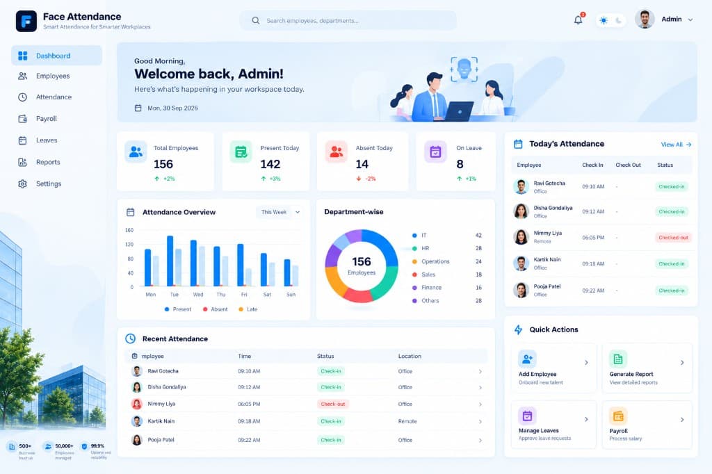Face Attendance company dashboard